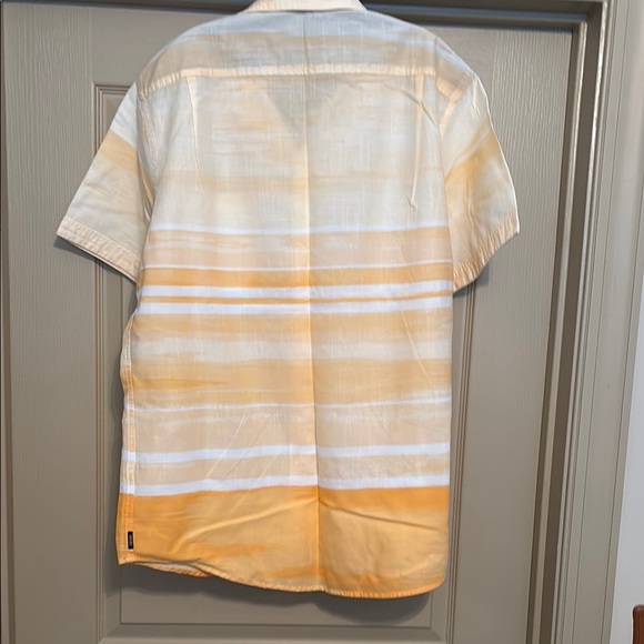 Yellow and White Casual Button Down Shirt with Stripes - Picture 2 of 2